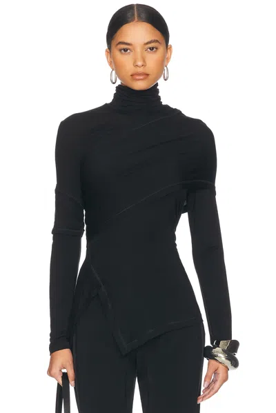Helmut Lang High Neck Long Sleeve Top In Black