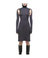 Helmut Lang Mock Neck Long Sleeve Cutout Dress In Black