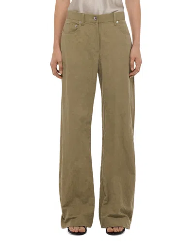 Helmut Lang High Rise Relaxed Bootcut Jeans In Warm Sage In Brown