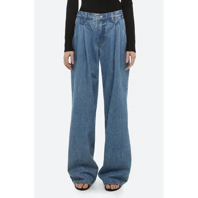 Helmut Lang High Waist Double Pleat Jeans In Blue