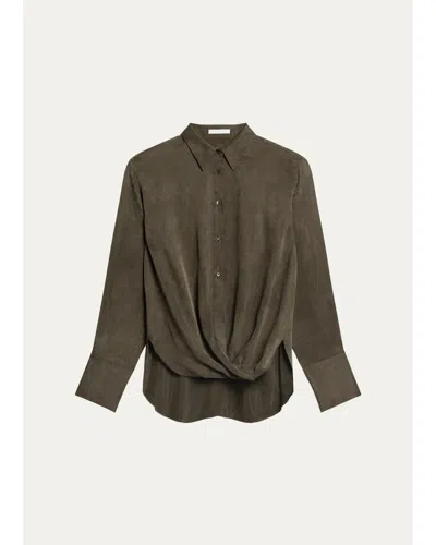 HELMUT LANG HIGH-LOW HEM DRAPED SHIRT