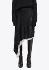 Helmut Lang Hole-punched Asymmetric Midi Skirt In Black