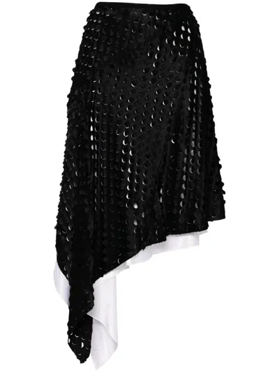 Helmut Lang Hole-punched Scarf Hem Skirt In Black
