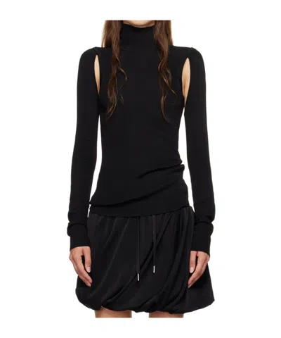 Helmut Lang Hollowed-out Long-sleeved T-shirt In Black