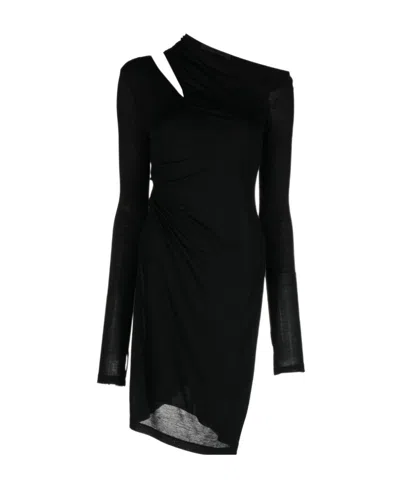 Helmut Lang Hollowed-out Slim Dress In Black