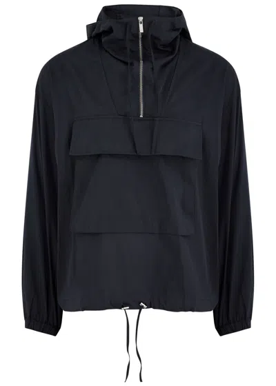 Helmut Lang Hooded Cotton-blend Jacket In Navy