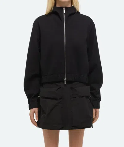 Helmut Lang Hooded Ponte Knit Jacket In Black