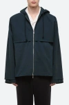 Helmut Lang Hooded Jacket With Front Pockets And Adjustable Cuffs In Blue