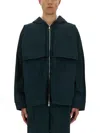 Helmut Lang Hooded Jacket With Front Pockets And Adjustable Cuffs In Black
