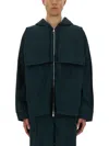 Helmut Lang Hooded Jacket With Front Pockets And Adjustable Cuffs In Black