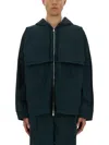 Helmut Lang Hooded Jacket With Front Pockets And Adjustable Cuffs In Black