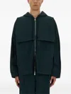 Helmut Lang Layered Design Hooded Windbreaker In Green