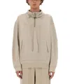 Helmut Lang Zip Sweatshirt. In White