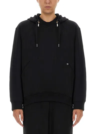 Helmut Lang Relaxed Fit Hoodie With Drawstring Hood And Kangaroo Pocket In Black