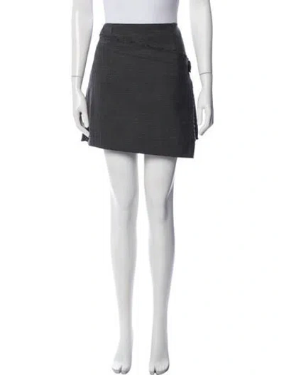 Pre-owned Helmut Lang Houndstooth Print Mini Skirt In Gray