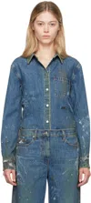 Helmut Lang Denim Long-sleeved Shirt In Mid Indigo Painter -