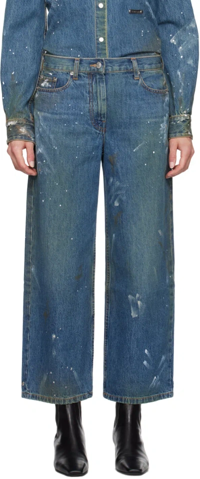 Helmut Lang Indigo Painted Jeans In Mid Indigo Painter -