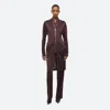 Helmut Lang Z Infinity Liquid Long Sleeve Zip Front Dress In Espresso