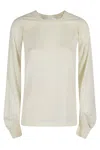 Helmut Lang Ivory Crew Neck Merino Sweater In White