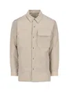 Helmut Lang Casual Jacket With Chest Pocket And Collared Neck In Beige