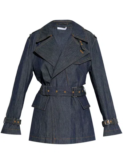 Helmut Lang Jeansjacke Im Trench-look In Raw Indigo