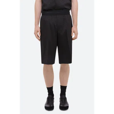 Helmut Lang Jacquard Satin Car Shorts In Black/black