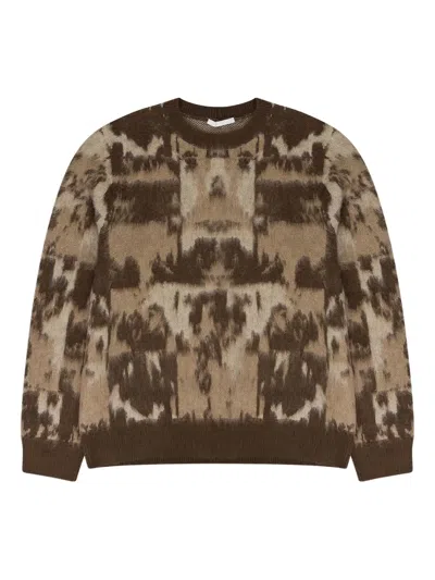 Helmut Lang Jacquard Sweater In Brown