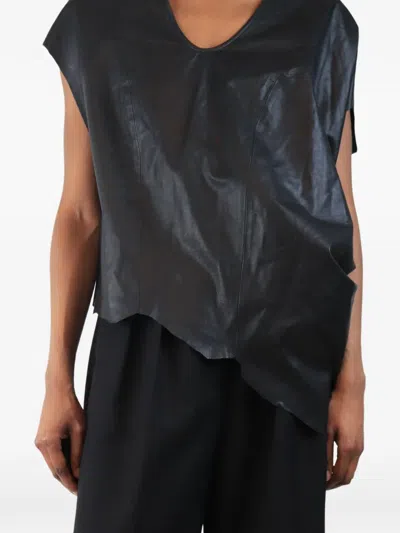 Pre-owned Helmut Lang Jag-hem Leather Top In Black