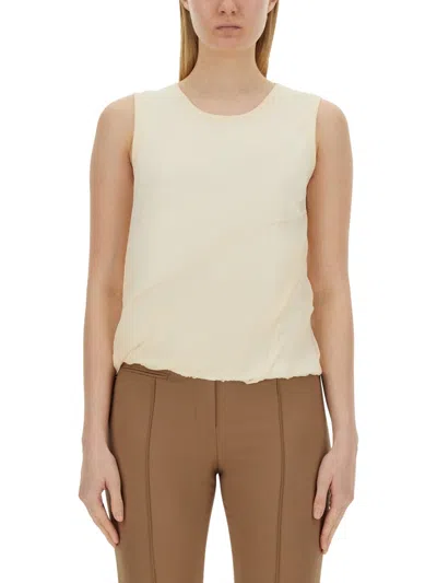 Helmut Lang Jersey Bubble Tank In Neutral