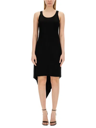 Helmut Lang Jersey Camisole Dress Asymmetric Hemline In Black