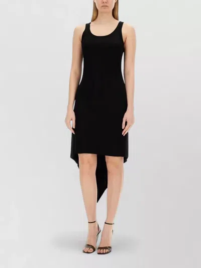 Helmut Lang Jersey Camisole Dress Asymmetric Hemline In Black