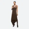 Helmut Lang Jersey Scarf Hem Tank Dress In Mushroom