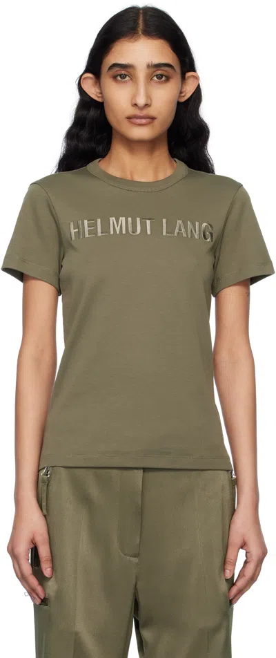 Helmut Lang Khaki Slim Logo T-shirt In Olive - F0x