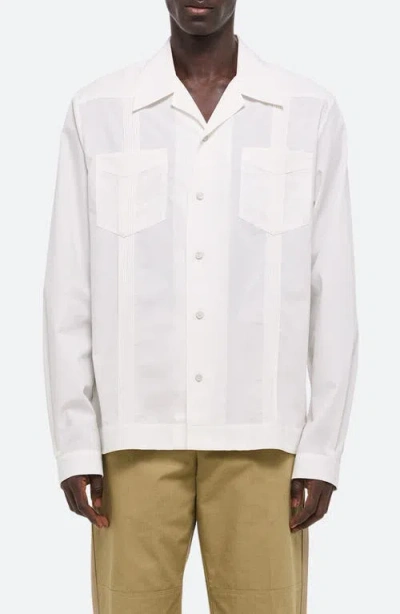Helmut Lang Knife Pleat Stripe Cotton Poplin Summer Shirt In White