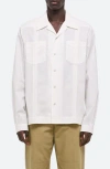Helmut Lang Knife Pleat Stripe Cotton Poplin Summer Shirt In White