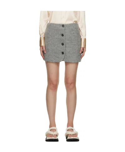 Helmut Lang Knitted Buttoned Skirt In Gray