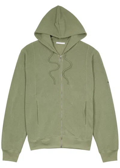 Helmut Lang Knitted Hooded Cotton-blend Sweatshirt In Light Green