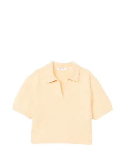 Helmut Lang Knitted Polo Callar Top In Pink