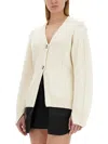 Helmut Lang Tailored Cardigan With Deep V-neckline In Off-white
