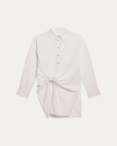 Helmut Lang Knotted Cotton Shirtdress In Multi
