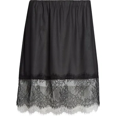 Helmut Lang Lace-trimmed Silk-blend Mini Skirt In Black