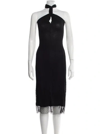 Pre-owned Helmut Lang Lace Pattern Midi Length Dress In Black