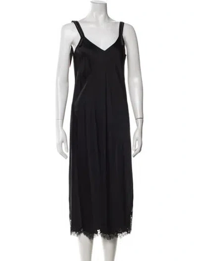 Pre-owned Helmut Lang Lace Pattern Midi Length Dress In Black