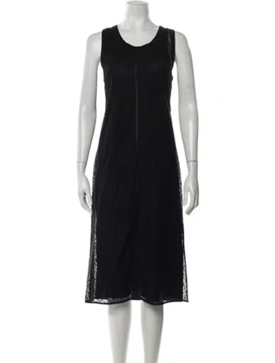 Pre-owned Helmut Lang Lace Pattern Midi Length Dress In Black