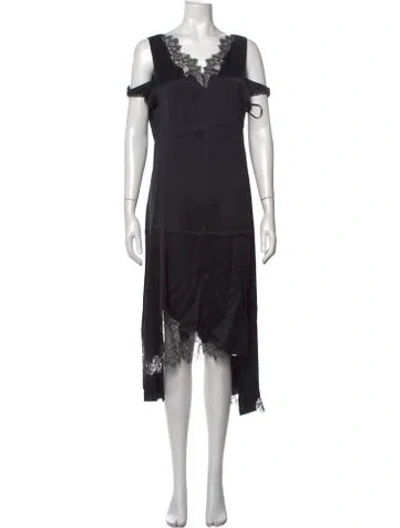Pre-owned Helmut Lang Lace Pattern Midi Length Dress In Black