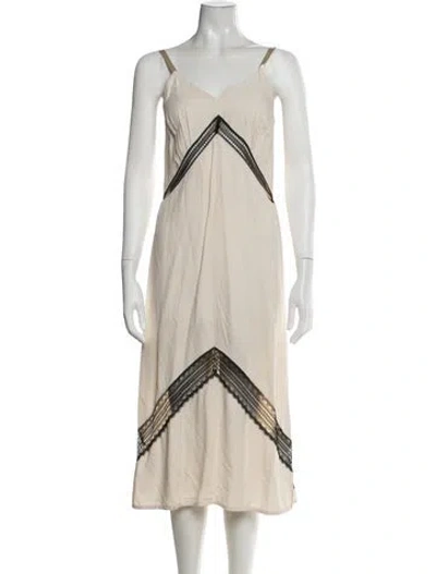 Pre-owned Helmut Lang Lace Pattern Midi Length Dress In Neutrals