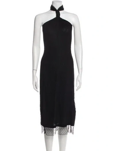 Pre-owned Helmut Lang Lace Pattern Midi Length Dress W/ Tags In Black