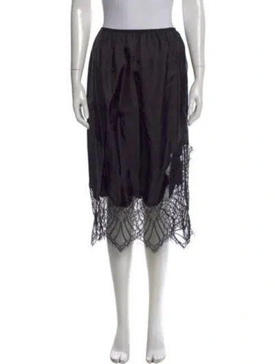 Pre-owned Helmut Lang Lace Pattern Midi Length Skirt In Black