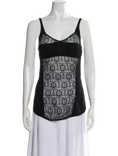Pre-owned Helmut Lang Lace Pattern V-neck Top In Black