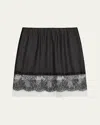 Helmut Lang Lace-trimmed Silk-blend Mini Skirt In Black
